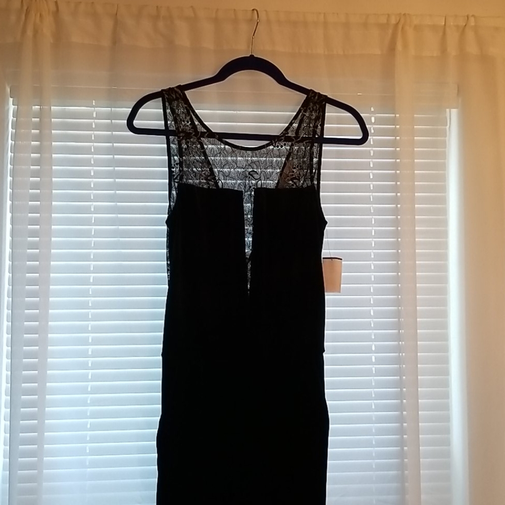 Black Velvet Jumpsuit with Gold lace cutouts